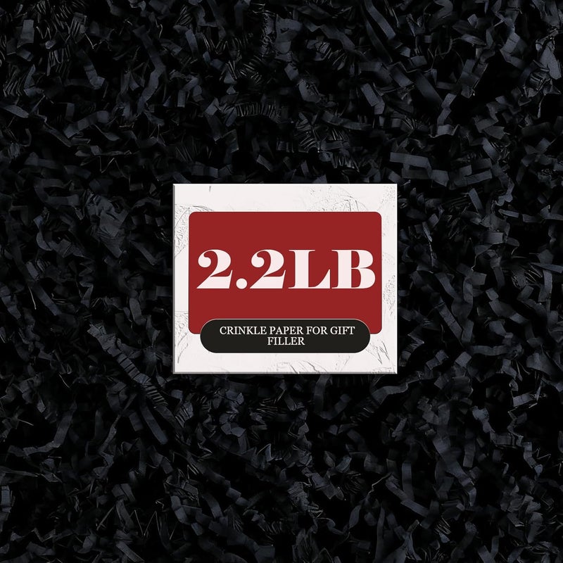 ZOEHROWS 2.2LB Crinkle Paper Gift Basket Filler, Black Shredded Paper For Gift Baskets, Box Filler For Wrapping & Decor, Gift Basket Filler For Birthdays, Weddings, Anniversaries - Image 1